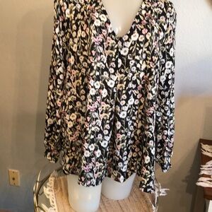 LAUREN CONRAD Long Sleeve Floral Blouse